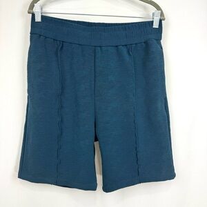 Maniere De Voir Women’s M Dark Teal Textured 7” Biker Shorts Activewear Bottoms